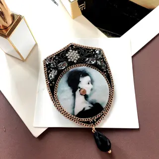 Women Brooches Pins Badge Coat Big Metal Vintage Retro Star Bee Lace Pearl Handmade - Q