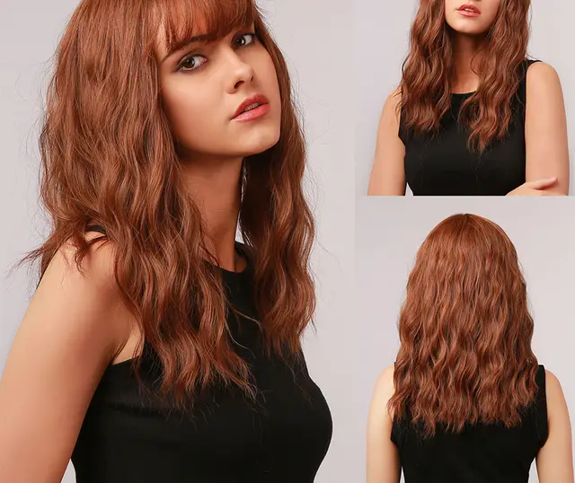 Brown Mid Length Curly Hair Headgear 1Color - Shop at LoveMi