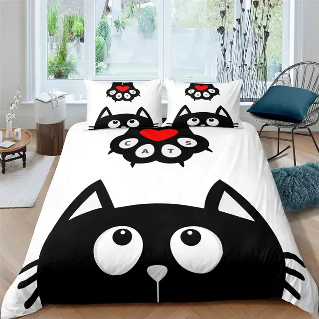 Pet Kitten Three piece 3D Digital Printing Quilt Cover Pillowcase Cat07 - Shop at LoveMi