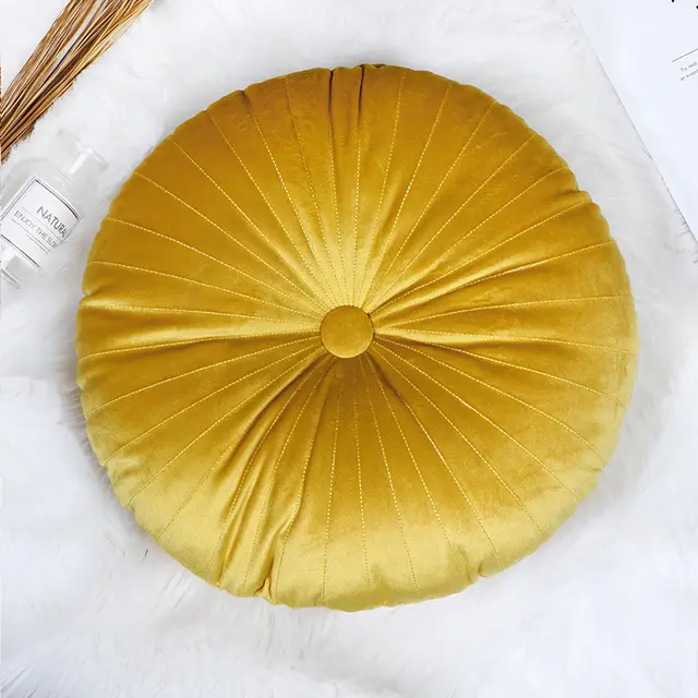 Dutch Velvet Throw Pillow Bay Window Cushion Pillow Custom Round Tatami Cushion Lemon Yellow - Shop at LoveMi