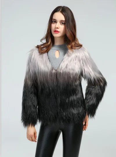 New Autumn And Winter Ladies Imitation Fur Coat Long Sleeves Threecolor Fight Xl - Shop at LoveMi
