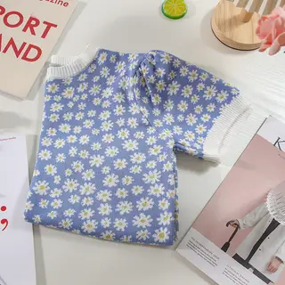 Short-sleeved Bubble Short-sleeved T-shirt - Blue