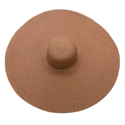European And American Big Brim Flat Top Straw Hat Camel - Shop at LoveMi