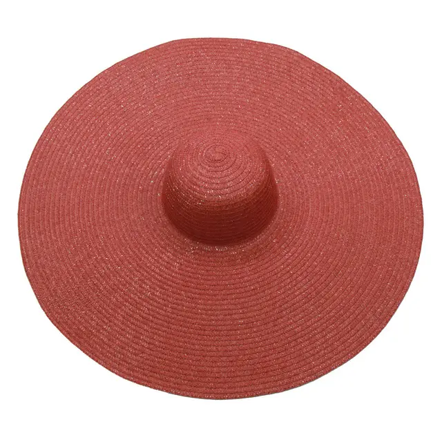 European And American Big Brim Flat Top Straw Hat Red - Shop at LoveMi