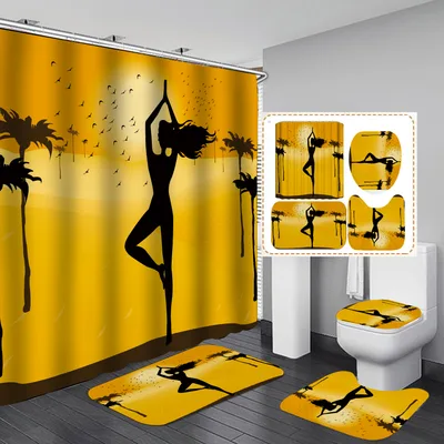 Waterproof Shower Cloth Four piece Bathroom Shower Curtain Curtain Set 3Style - Shop at LoveMi