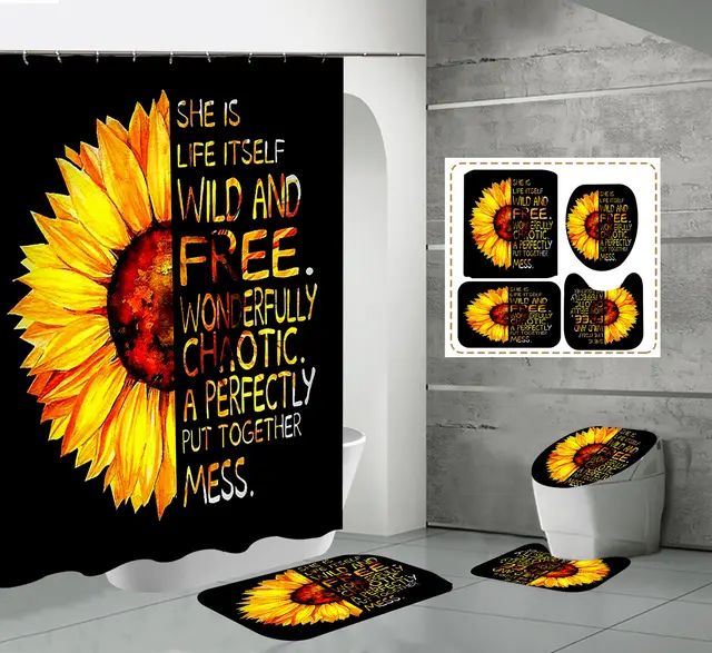 New Shower Curtain Toilet Bathroom Partition Shower Sunflower Shower Curtain Manufacturer Supply Stylel - Shop at LoveMi