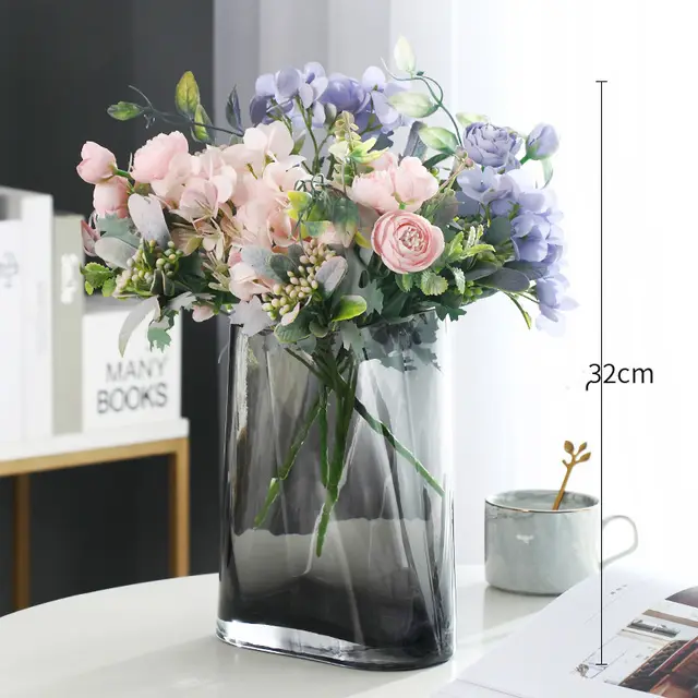 Light Luxury Personality Simple Modern Creative Transparent Glass Vase Decoration Living Alien Style White2 Bunches - Shop at LoveMi
