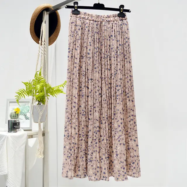 Floral Chiffon Pleated Skirt U - Shop at LoveMi