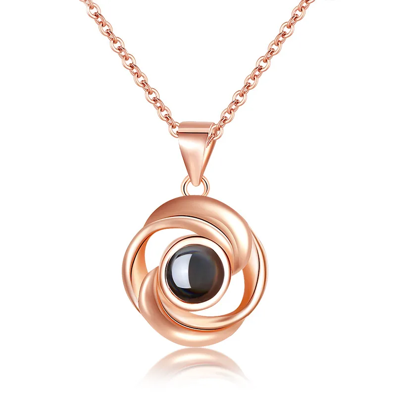 Sterling Silver Rose Necklace Female One Hundred Languages I Love You Rose Gold - Shop at LoveMi