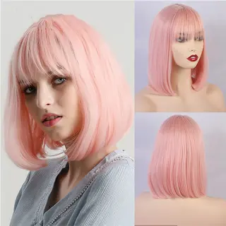 Gradient Golden Chemical Fiber Wig Headgear - Pink