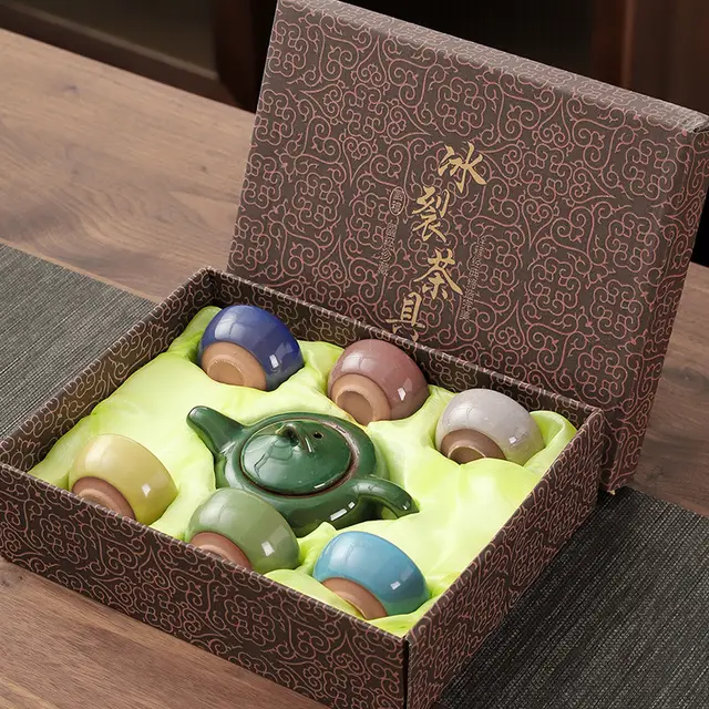 Colorful Ice Cracked Kung Fu Tea Set, A Complete Set Of Ceramics Colorful - Shop at LoveMi