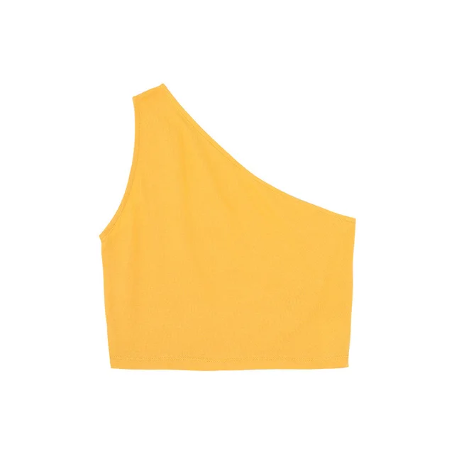 Magnolia Summer New Vest Women''s Oblique Collar With Sling Short Yellow - Shop at LoveMi