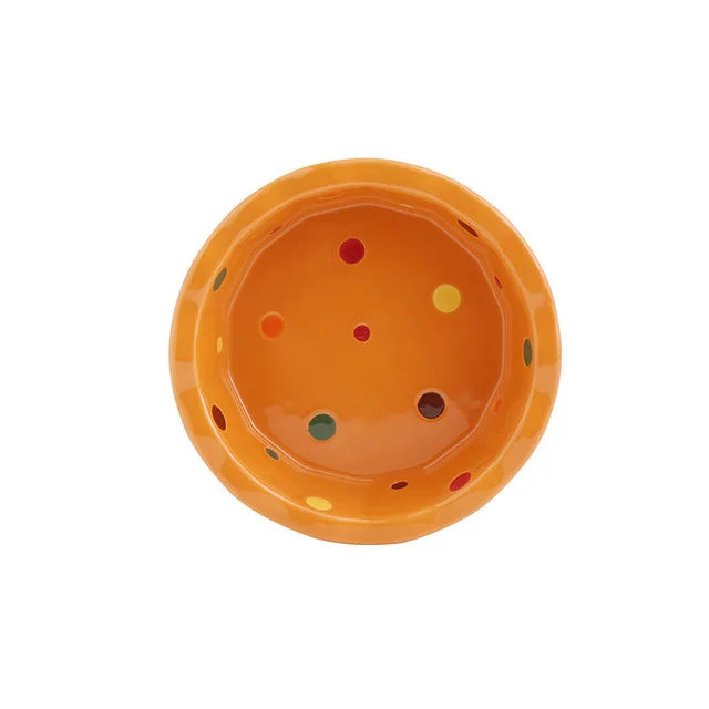 Adjustable Height Cat Bowl Ceramic Single And Double Bowl Shelf Orange - Shop at LoveMi