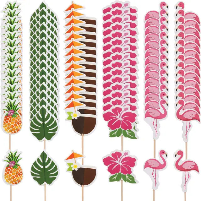 Hawaii Party Cake Decor Flamingo Parti Alaha Pineapple Flower Colorful - Shop at LoveMi