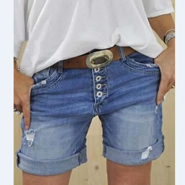 Ripped Mini Denim Shorts Blue - Shop at LoveMi