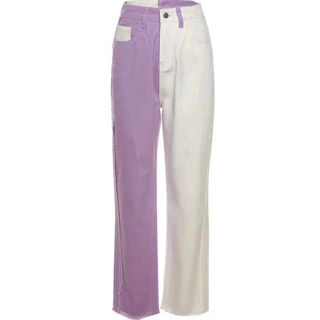 All match Slimming, Straight, Tall, Personalized Pockets, Ladies Loose Casual Trousers White Purple - Shop at LoveMi
