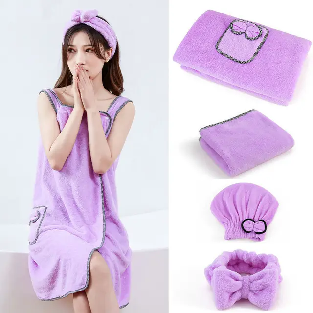 Coral Velvet Bathrobes Are Bigger Than Cotton Soft Towels Purple - Shop at LoveMi