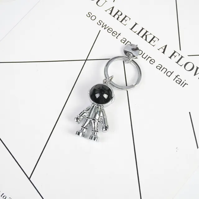 New Fashion Handmade 3D Astronaut Space Robot Spaceman Keychain Keyring Alloy Gift For Man Friend Silver - Shop at LoveMi