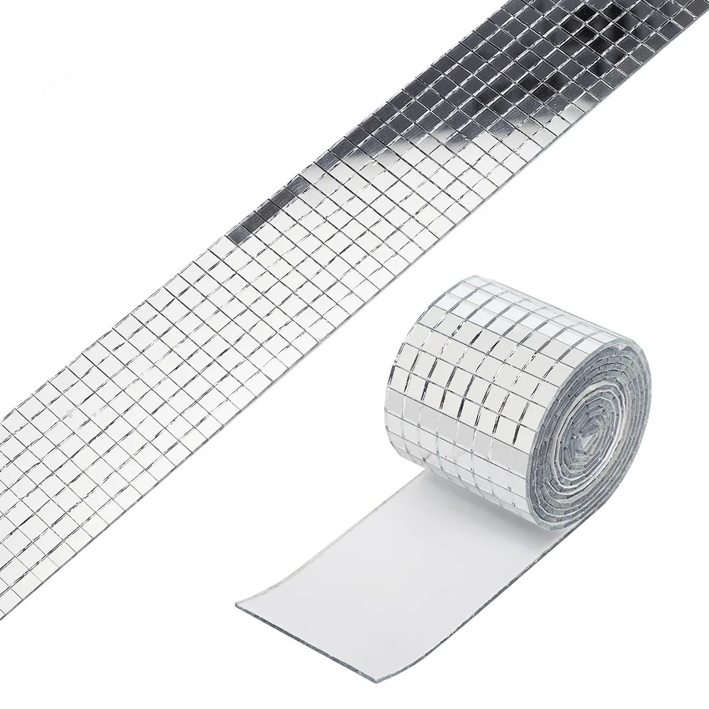 Self-adhesive Mosaic Glass Mirror Wall Sticker Decorative Glass Mirror Sticker - Silver