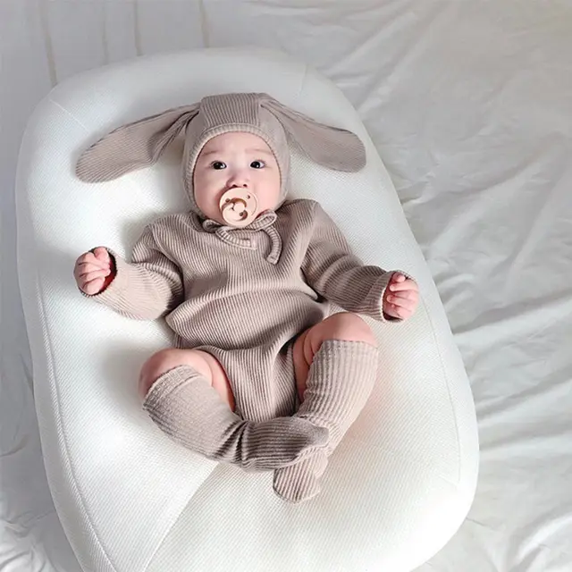 Autumn Models Rabbit Ears Long sleeved Baby Romper Romper Khaki - Shop at LoveMi