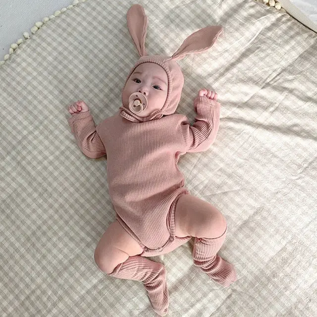 Autumn Models Rabbit Ears Long sleeved Baby Romper Romper Pink - Shop at LoveMi
