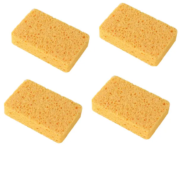 Wood Pulp Dishwashing Sponge Dishwashing Cotton Bowl Brush Artifact Yellow 4Pcs - Shop at LoveMi