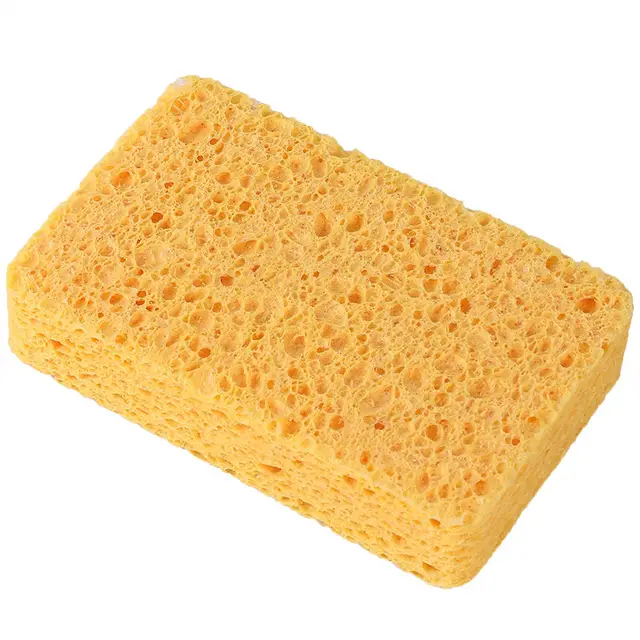 Wood Pulp Dishwashing Sponge Dishwashing Cotton Bowl Brush Artifact Yellow - Shop at LoveMi