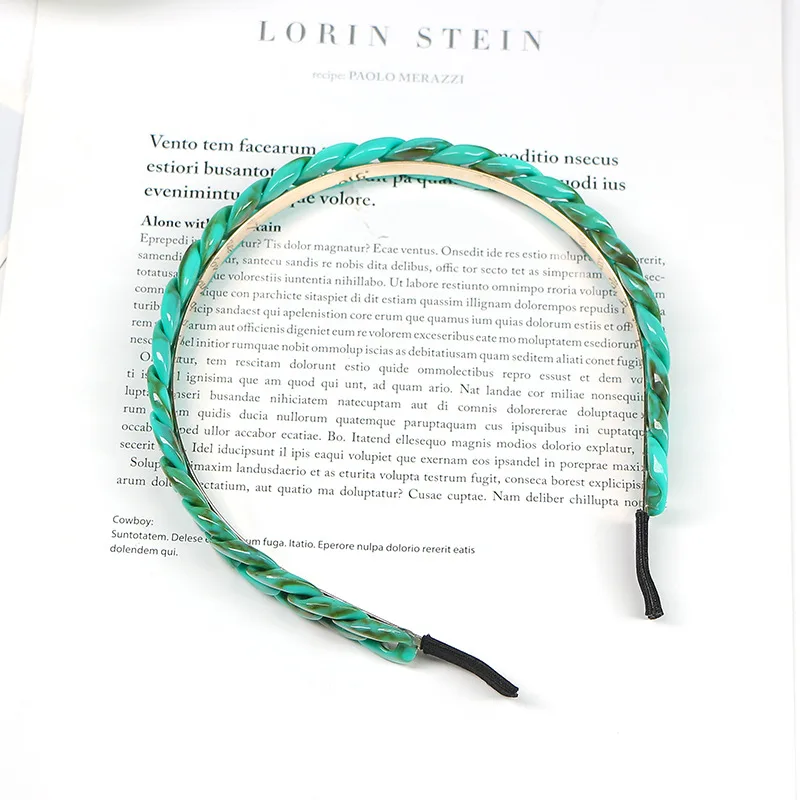 Spring And Summer New Style Headband Color Resin Chain Headband Hairpin Foreign Trade Original Single Chain Headband Blue Green - Shop at LoveMi