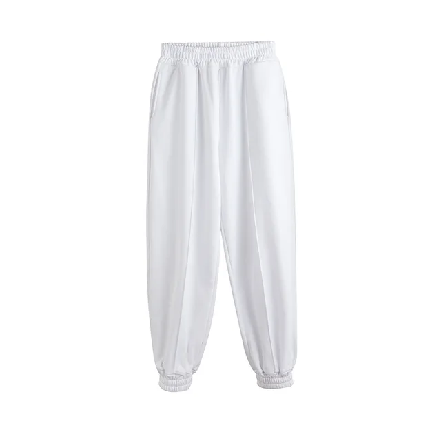 White Thin High Waisted Temperament Waistband Casual Pants White - Shop at LoveMi