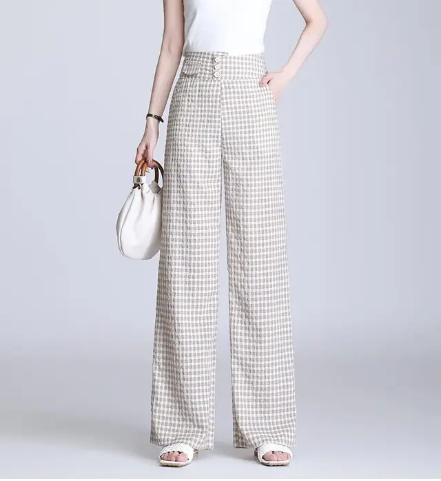 High Waist Cool Wide Leg Pants Apricot - Shop at LoveMi