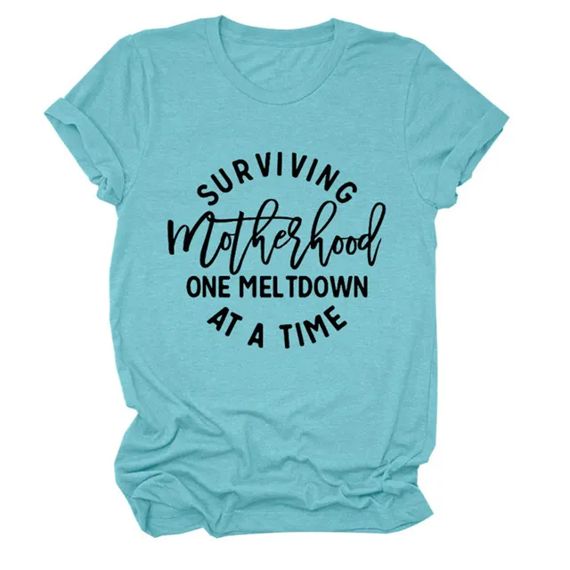 Letters Loose Casual Short Sleeves Round Neck Simple Dark Blue - Shop at LoveMi