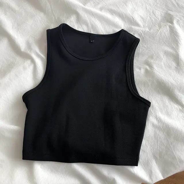 Stretch Slim Short Sleeveless Navel Vest Women's Summer Black - Shop at LoveMi