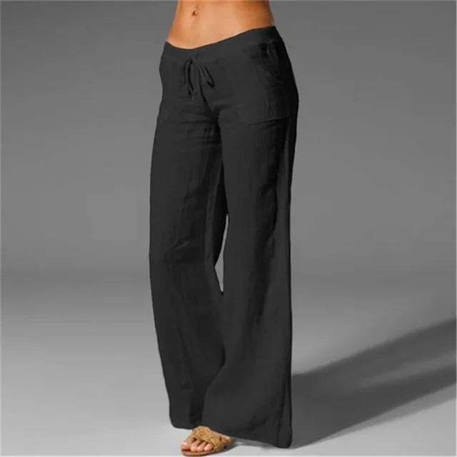 Casual Loose Trousers Elastic Waist Black - Shop at LoveMi