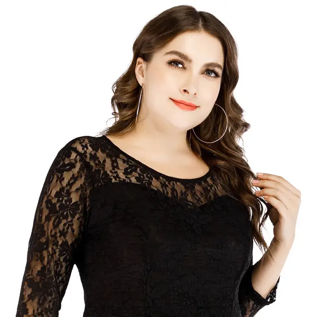 Sleeve Long Skirt Middle East Lace Dress Black - Shop at LoveMi