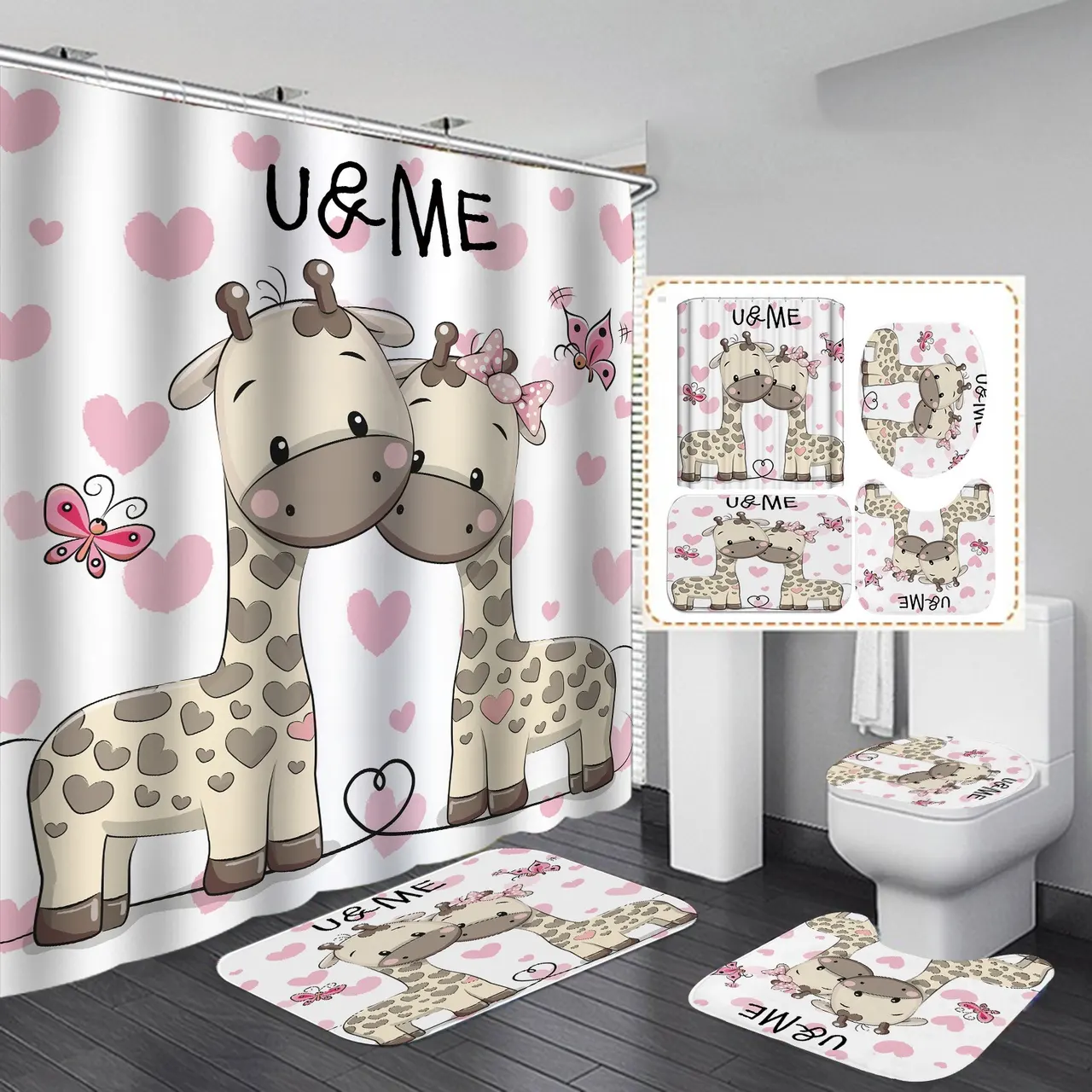 New Product Digital Printing Waterproof Polyester Shower Curtain - 8Style