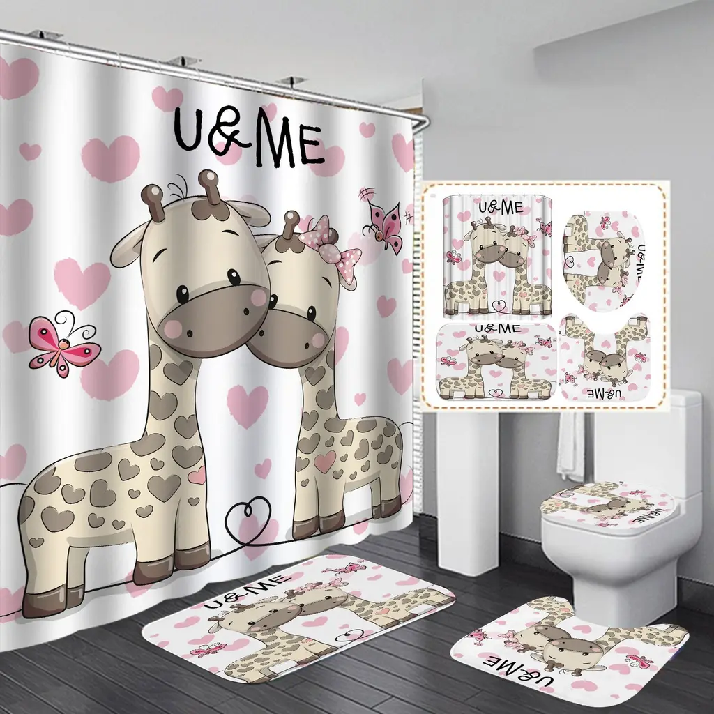 New Product Digital Printing Waterproof Polyester Shower Curtain - 8Style