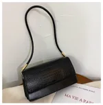 Korean Style Simple One-Shoulder Handbag - Black