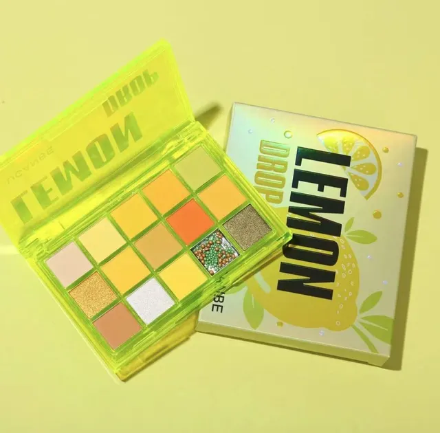 Makeup Sweet Party Eyeshadow Pallete Neon Palette 15 Shimmer Glitter Matte Shades Matellic Nude Blendable Pigment Lemon Drop - Shop at LoveMi