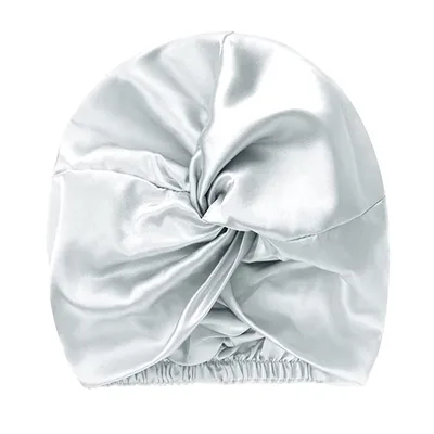 Double Layer Silk Silk Nightcap Without Any Mark Silver Grey - Shop at LoveMi