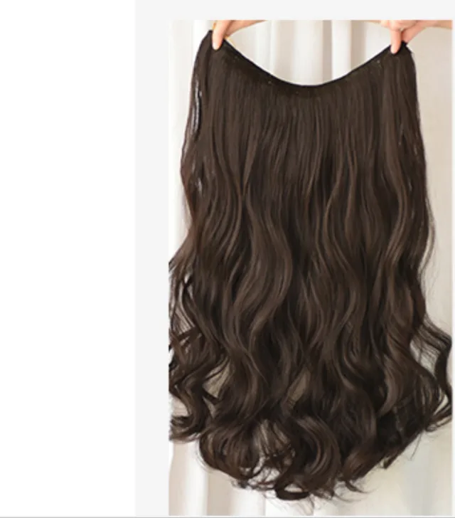 Wig Female Long Curly Hair Big Wave One Piece Style Black Brown - Shop at LoveMi