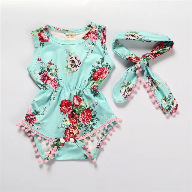 Baby Girls Floral Jumpsuit Romper Playsuits Headband Outfi 3Style - Shop at LoveMi