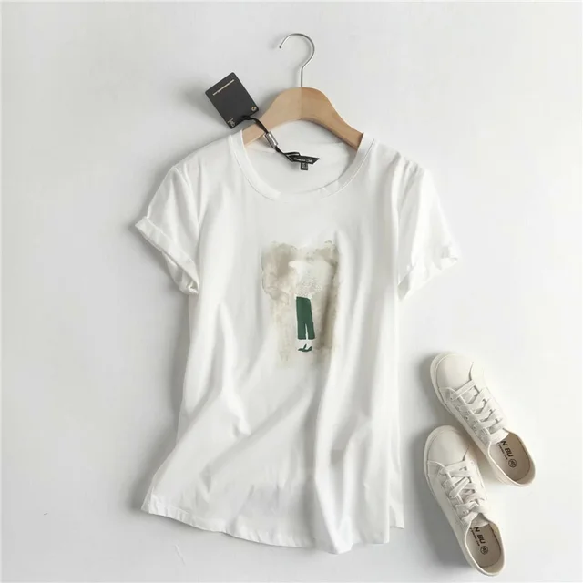 Street Fashion Casual Simple Outline Pattern Printed T shirt - Shop at LoveMi