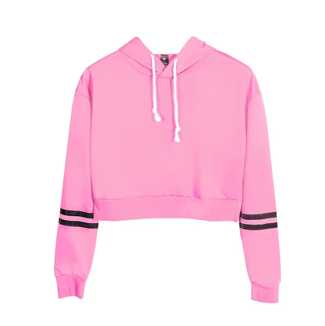 Women's Solid Color Sexy High Waist Blank Hooded Sweater Pink - Shop at LoveMi