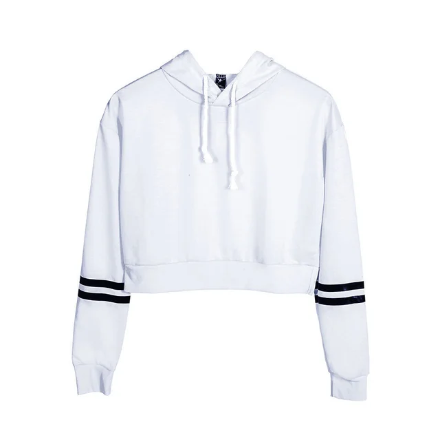 Women's Solid Color Sexy High Waist Blank Hooded Sweater White - Shop at LoveMi