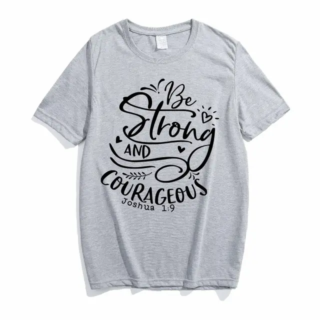 Black Letter Printed Strong And Brave Men's And Women's Short sleeved T shirt I - Shop at LoveMi