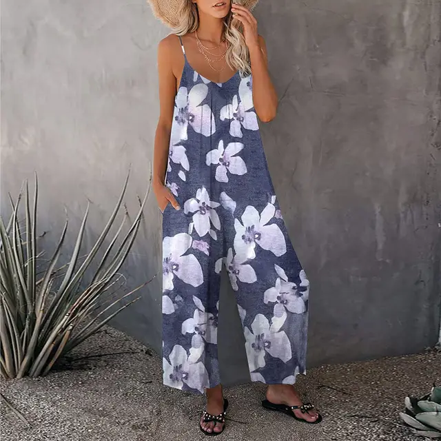 Summer New Style Sling Print Loose Jumpsuit Women Color - Shop at LoveMi