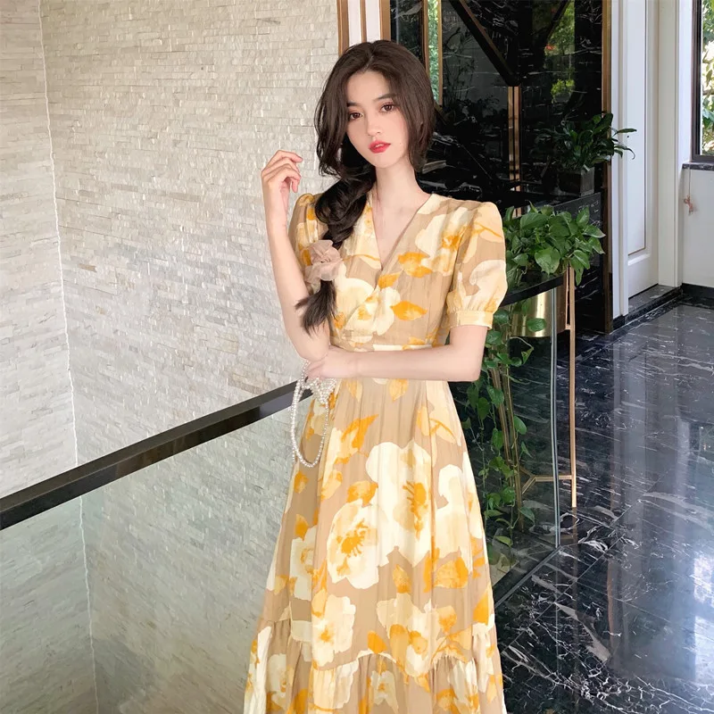 New Hepburn Style Salt And Sweet Dress - Yellow
