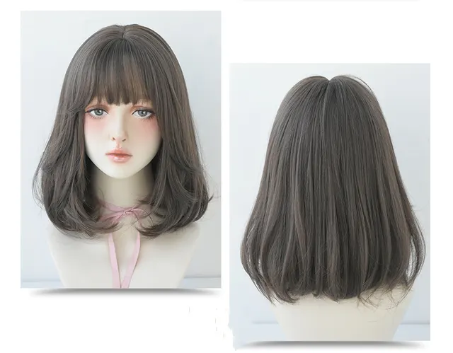 Pear Flower Head Shoulder Length Hair Set Cool Brown - Shop at LoveMi