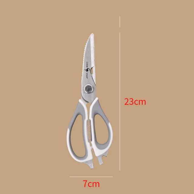 Household Stainless Steel Seafood Food Scissors Multifunctional Powerful Chicken Bone Scissors Simple Gray - Shop at LoveMi