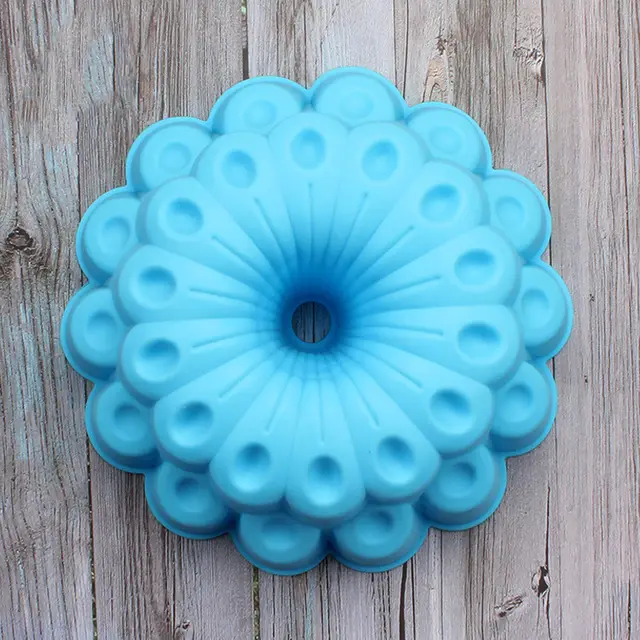 Peacock Cake Mould Single Big Flower Silicone Cake Mould Double Flower Shape Blue - Shop at LoveMi